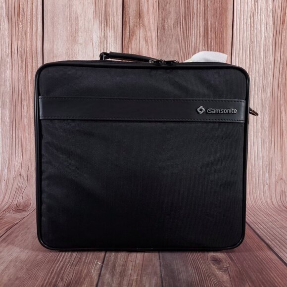 Vintage Samsonite Laptop Bag Black Nylon Leather Travel Bag - Picture 2 of 16
